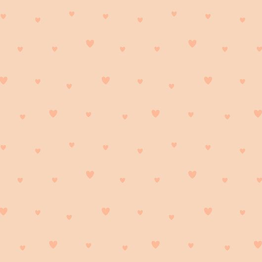 Флизелиновые обои персикового цвета с мелким молодежным узором из сердечек для спальни девочек
